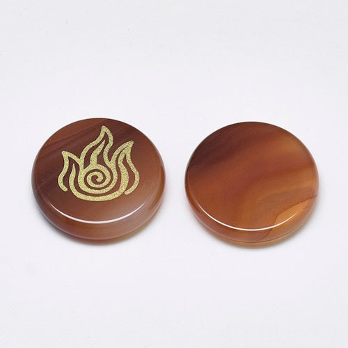 Carneool edelstenen set met 4 elementen symbolen