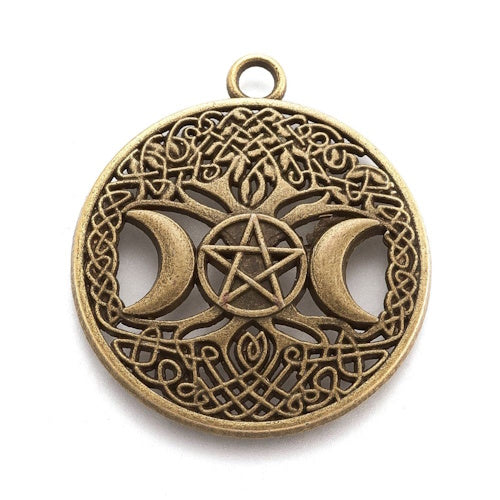 Hangertje Drievoudige Maangodin antiek brons