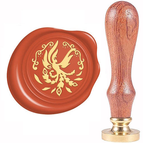 Messing waxzegel stempel met handvat - Phoenix