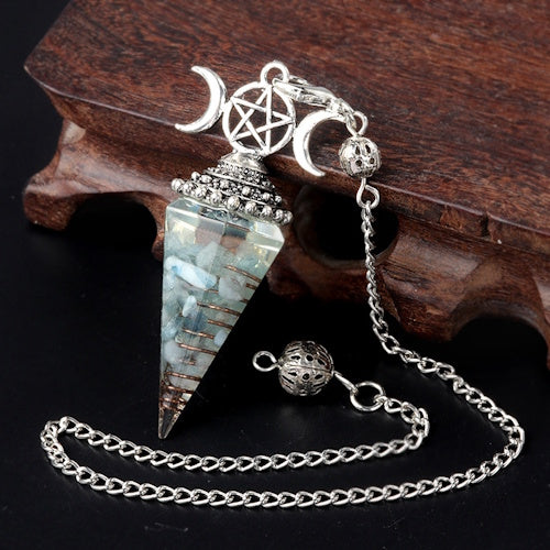 Pendel Aquamarijnchip en harsorgonite