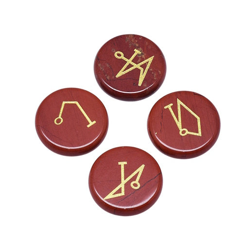 Rode Jaspis edelstenen set met 4 Aartsengelen sigils
