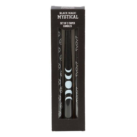 Set van 3 Black Magic mystieke kegelkaarsen