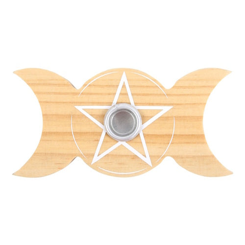 Triple Moon Spell kaars houder Blank