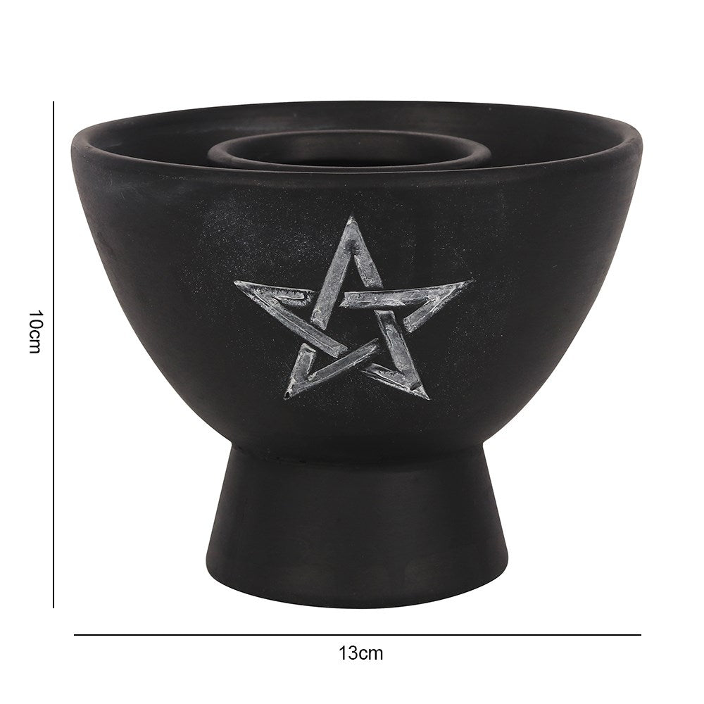 Zwarte Pentagram Terracotta Smudge schaal