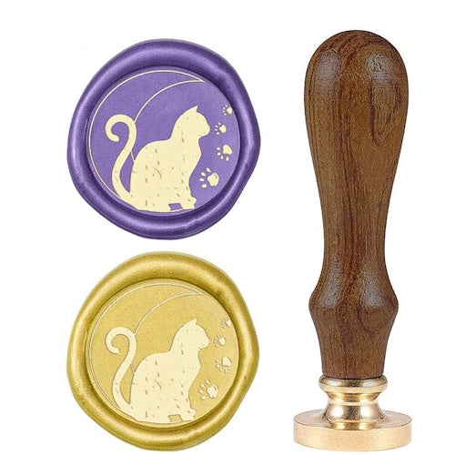 waxzegel stempel met handvat - Kat