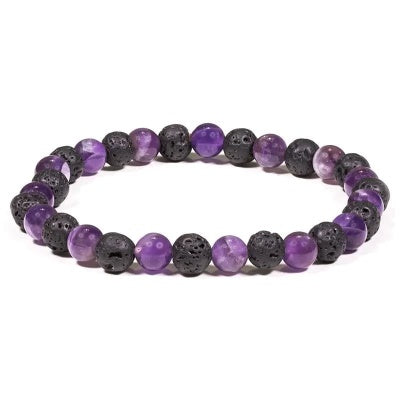 Armband Lava/Amethist 6mm