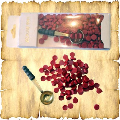 Zegelwaskralen rood met smeltlepel