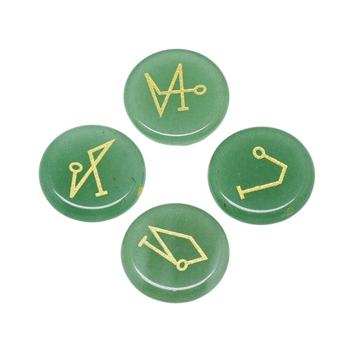 Groene Aventurijn edelstenen set met 4 Aartsengelen sigils