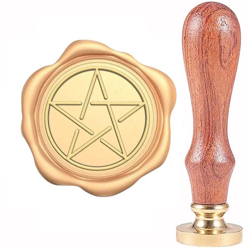 Messing waxzegel stempel met handvat - Pentagram