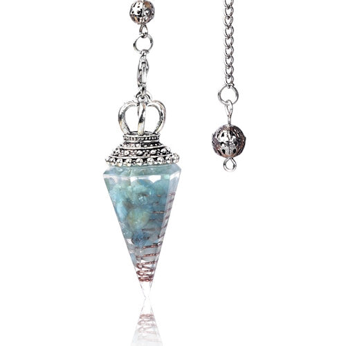 Pendel Aquamarijnchip en harsorgonite kroon