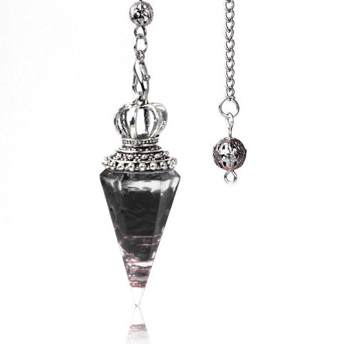 Pendel zwarte obsidiaan chip en harsorgonite kroon