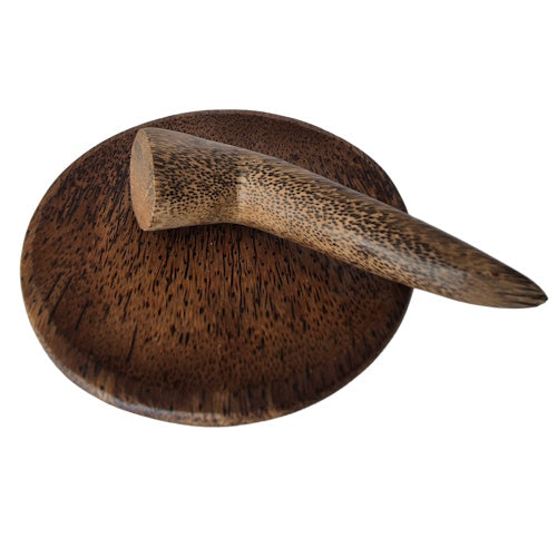 Houten vijzel plat