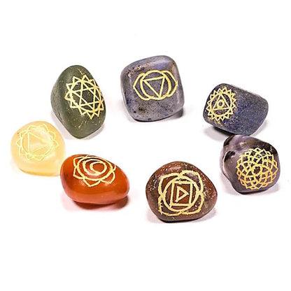 SET 7 chakra symbolen trommelstenen