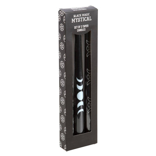 Set van 3 Black Magic mystieke kegelkaarsen
