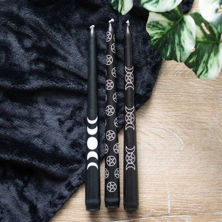 Set van 3 Black Magic mystieke kegelkaarsen