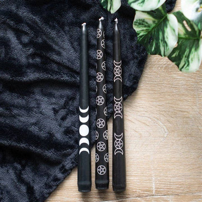 Set van 3 Black Magic mystieke kegelkaarsen