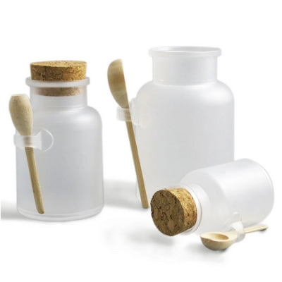 Plastic flesje met Kurk en houten lepel